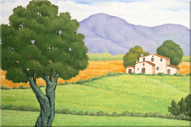 Cuadro de Lluis Puig Barella de un paisaje de Ampurdán, tan presente en la obra de Pla