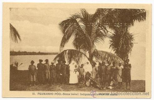 Estampa donde se ve la isla de Santa Isabel con una palmera, símbolo de la novela de Luz Gabás